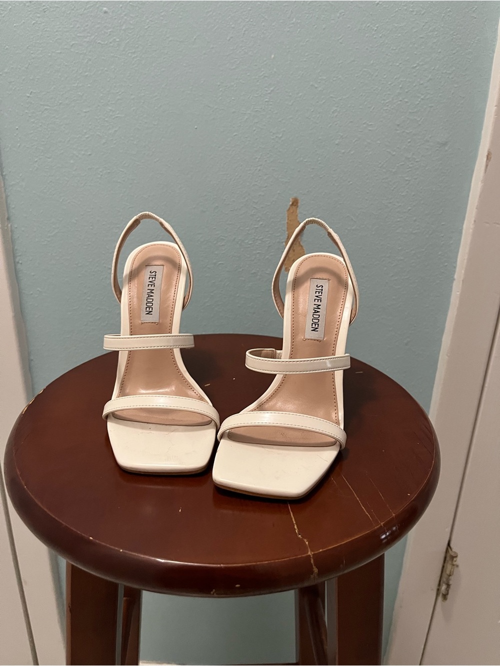 Steve Madden Ivory Strappy Block Heel Sandals